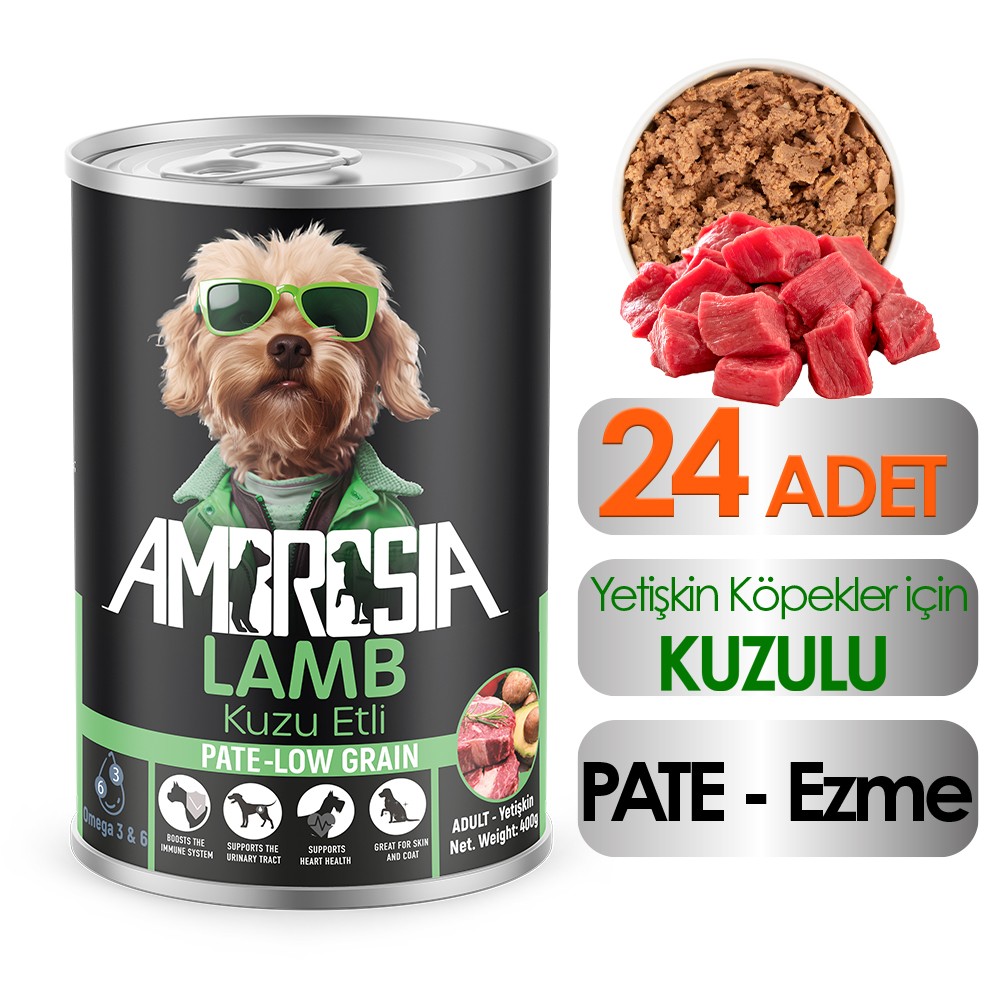 Ambrosia Kuzu Etli Yetişkin Köpek Maması 400 gr 24 Adet