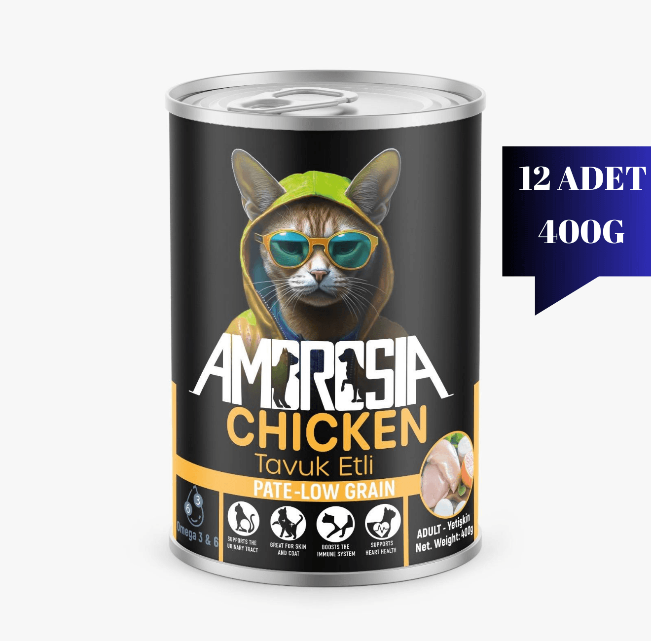 Ambrosia Tavuk Etli Yetişkin Kedi Maması 400 gr 12 Adet