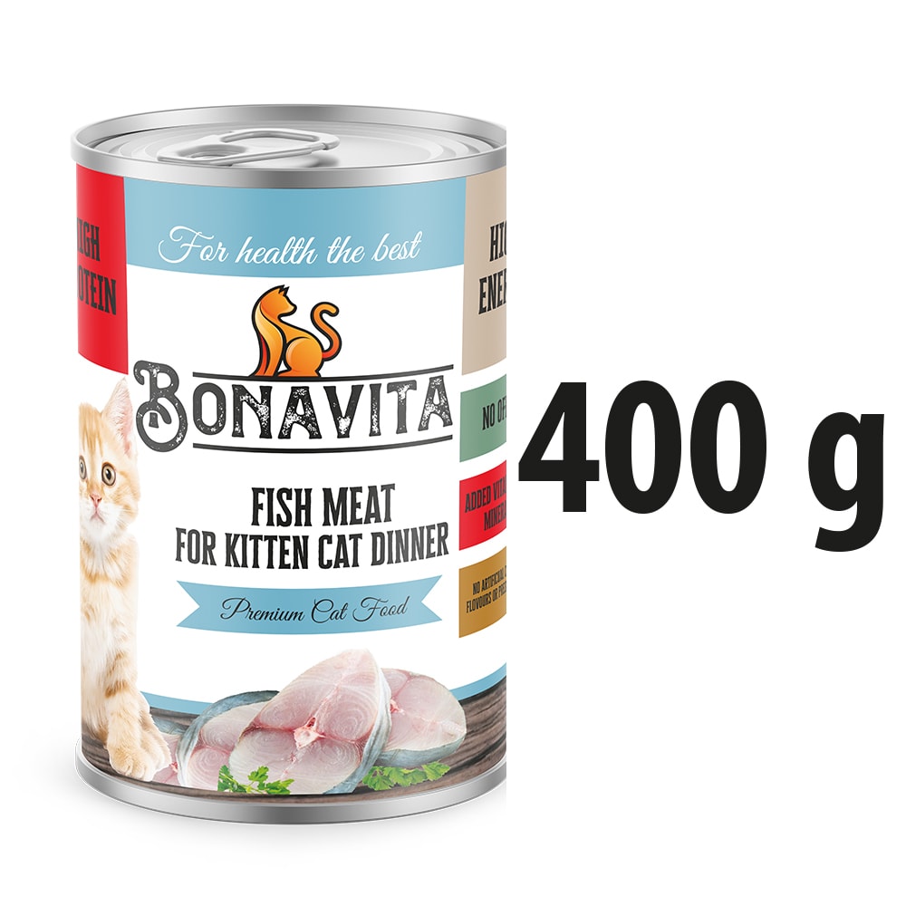 Bonavita Balık Etli Yavru Kedi Maması 400 gr 24 adet