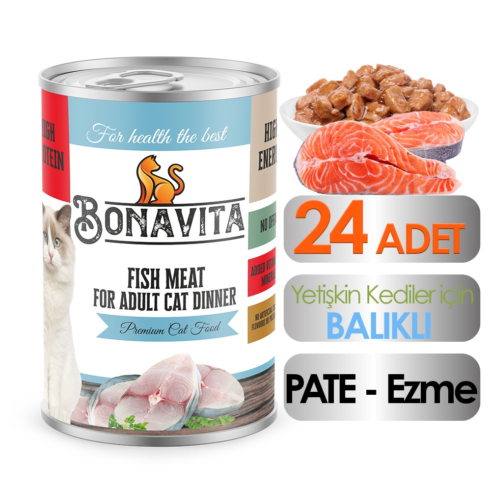 Bonavita Balık Etli Yetişkin Kedi Maması 400 gr 24 adet