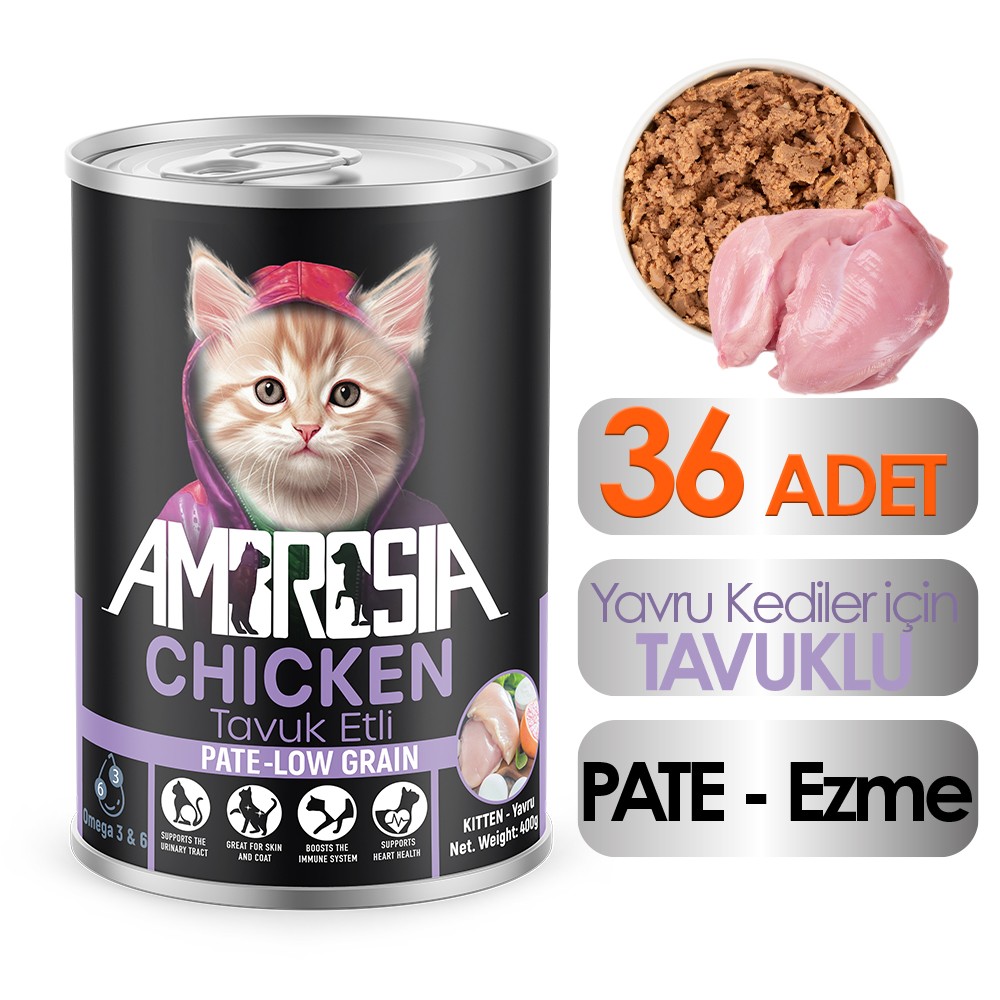 Ambrosia Tavuk Etli Yavru Kedi Maması 400 gr 36 Adet