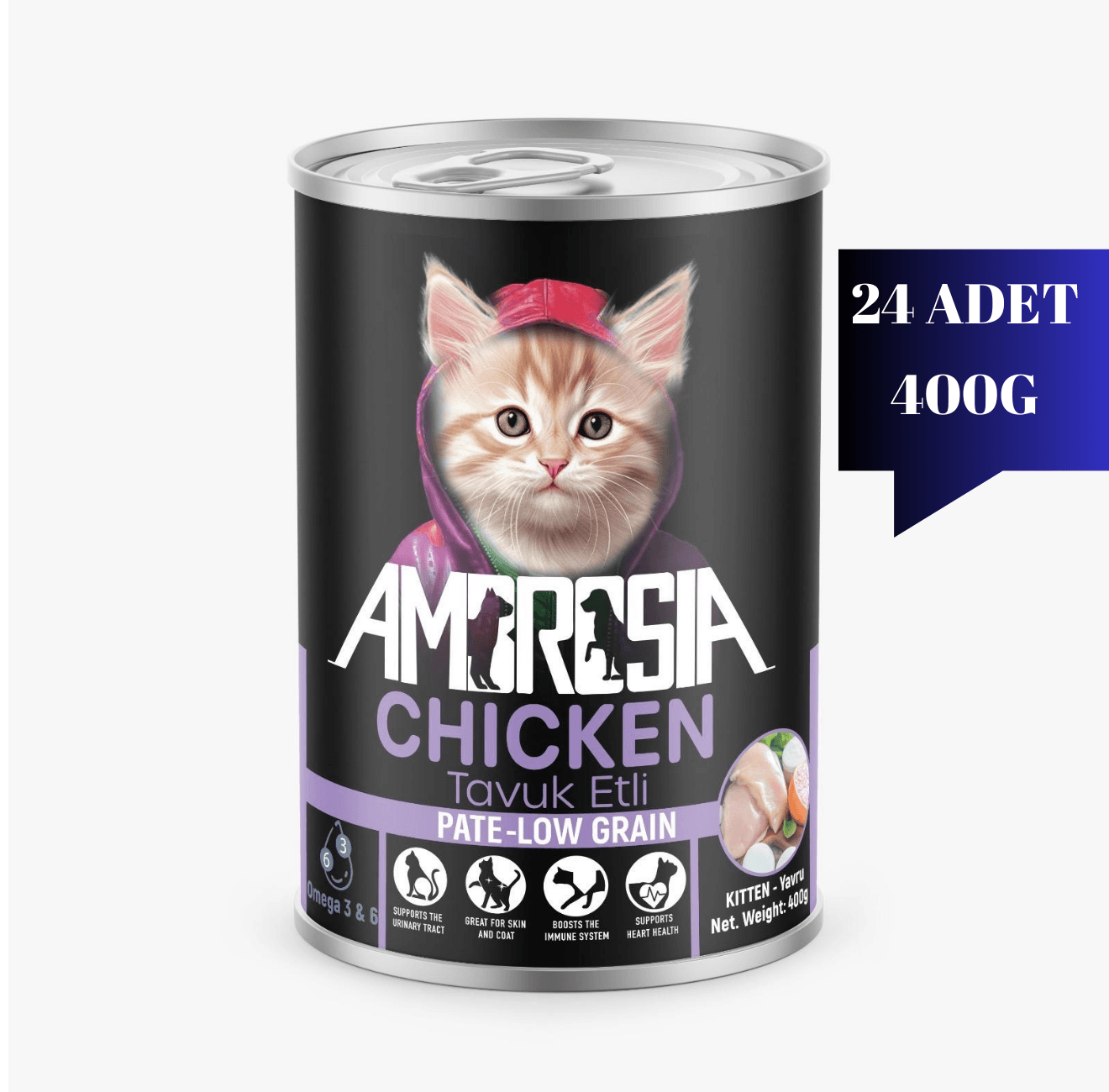 Ambrosia Tavuk Etli Yavru Kedi Maması 400 gr 24 Adet