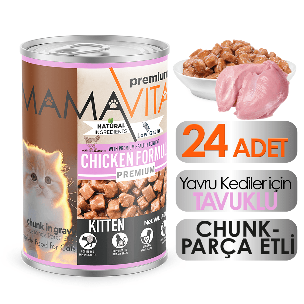 Mamavita Tavuk Etli Yavru Kedi Maması 400gr 24 Adet