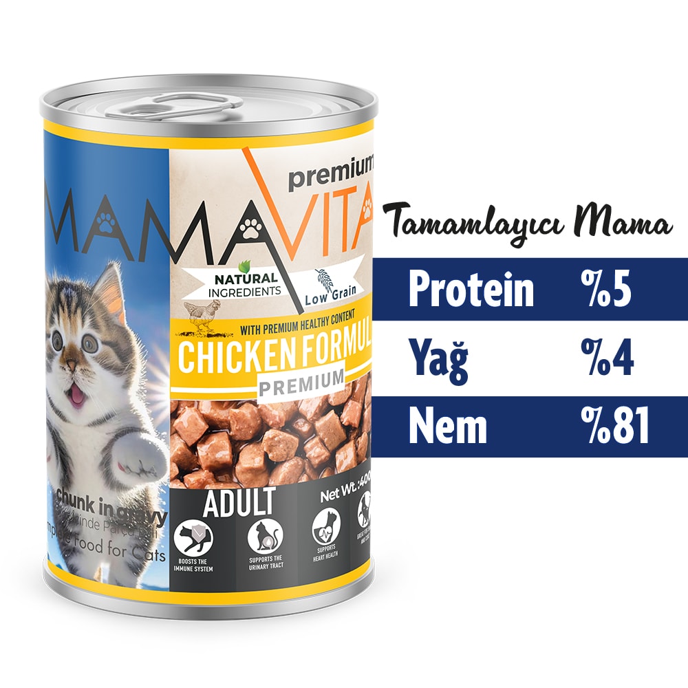 Mamavita Tavuk Etli Yetişkin Kedi Maması 400gr 12 Adet