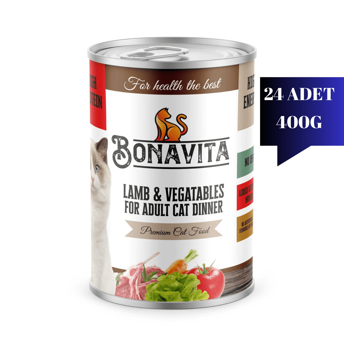 Bonavita Kuzu Etli Yetişkin Kedi Maması 400 gr 24 adet