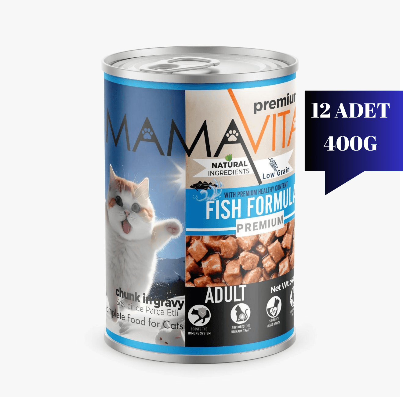 Mamavita Balık Etli Yetişkin Kedi Maması 400gr 12 Adet