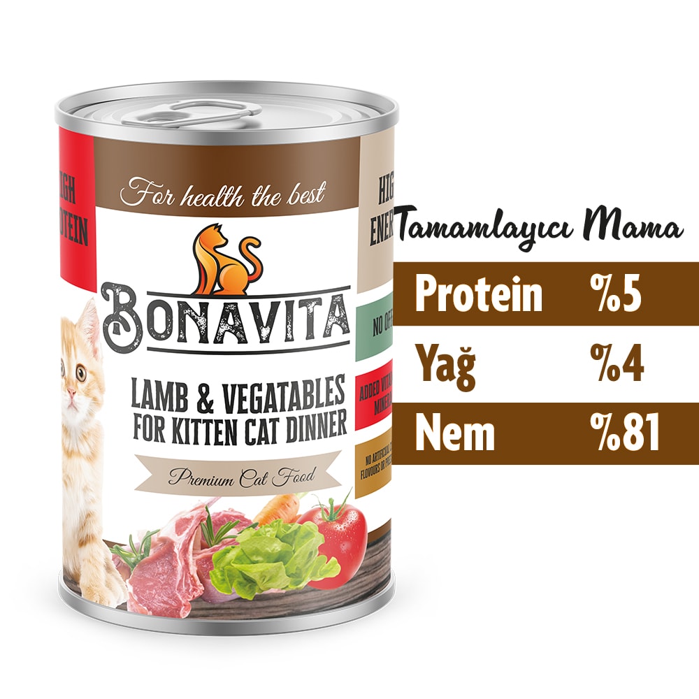 Bonavita Kuzu Etli Yavru Kedi Maması 400 gr 24 adet