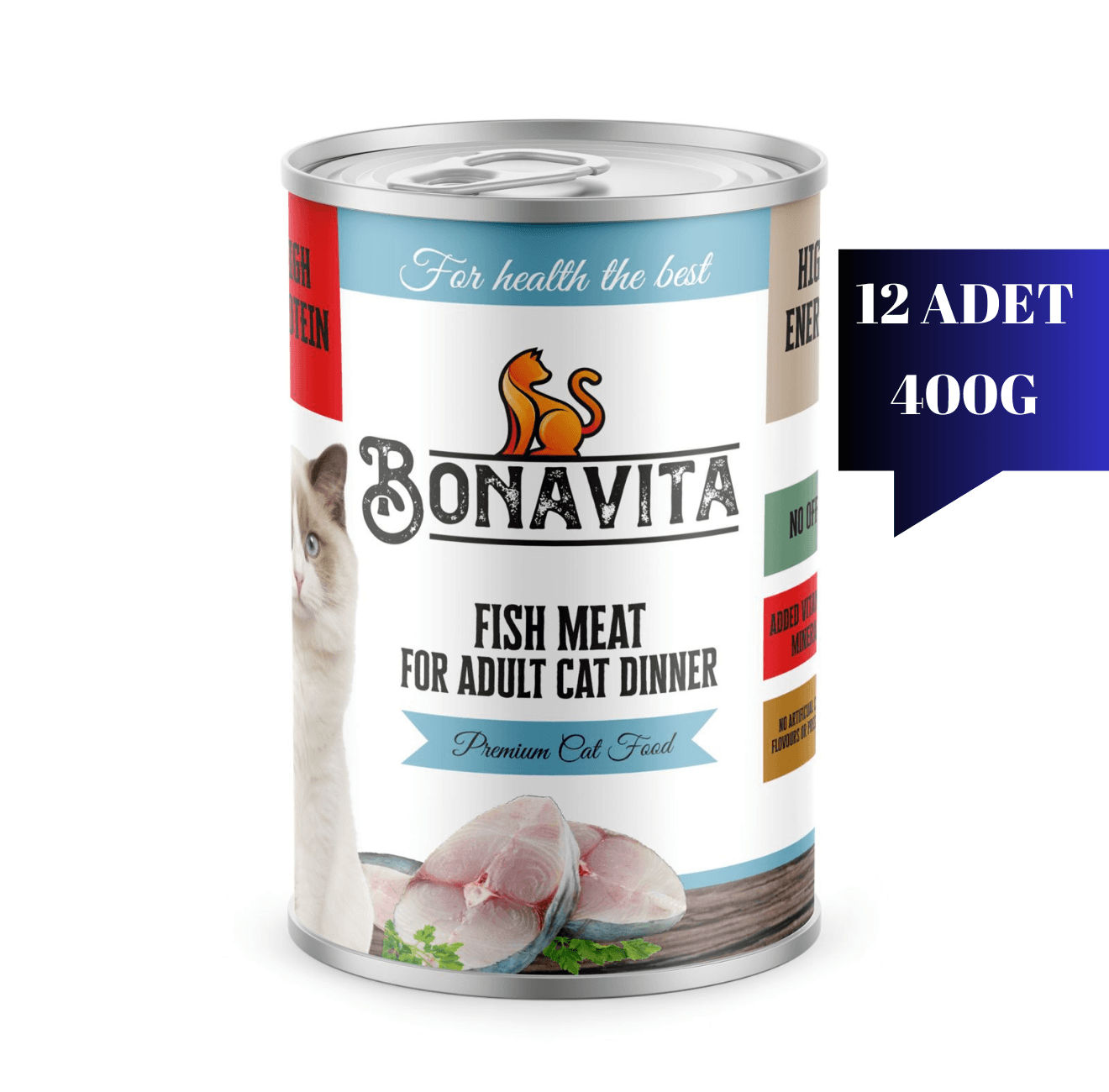 Bonavita Balık Etli Yetişkin Kedi Maması 400 gr 12 adet