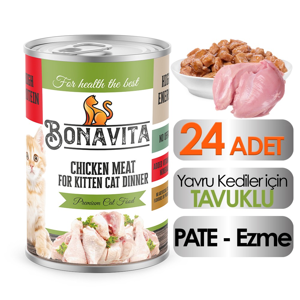 Bonavita Tavuk Etli Yavru Kedi Maması 400 gr 24 adet