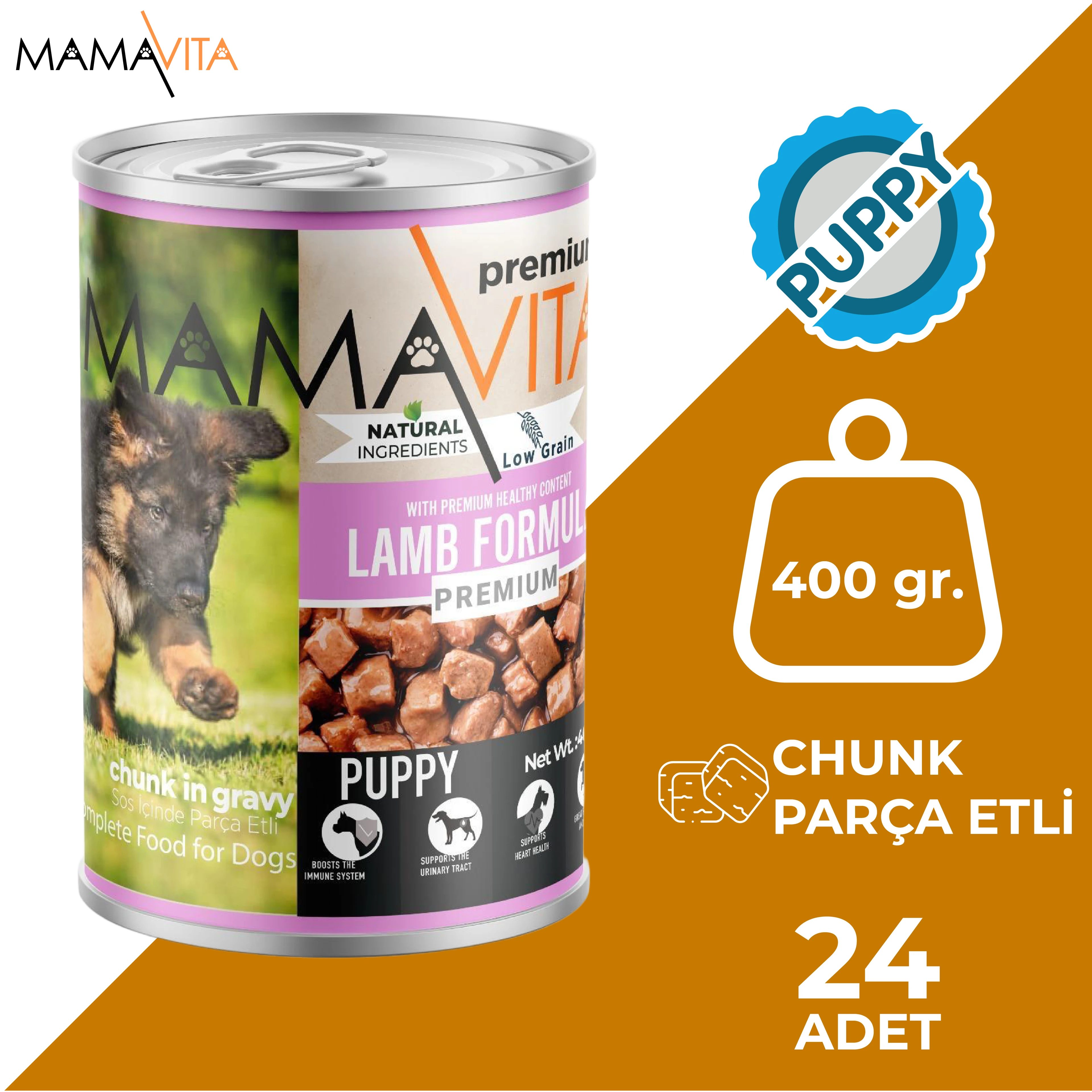 Mamavita Kuzu Etli Yavru Köpek Maması 400gr 24 Adet