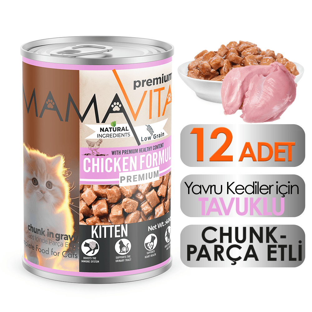 Mamavita Tavuk Etli Yavru Kedi Maması 400gr 12 Adet