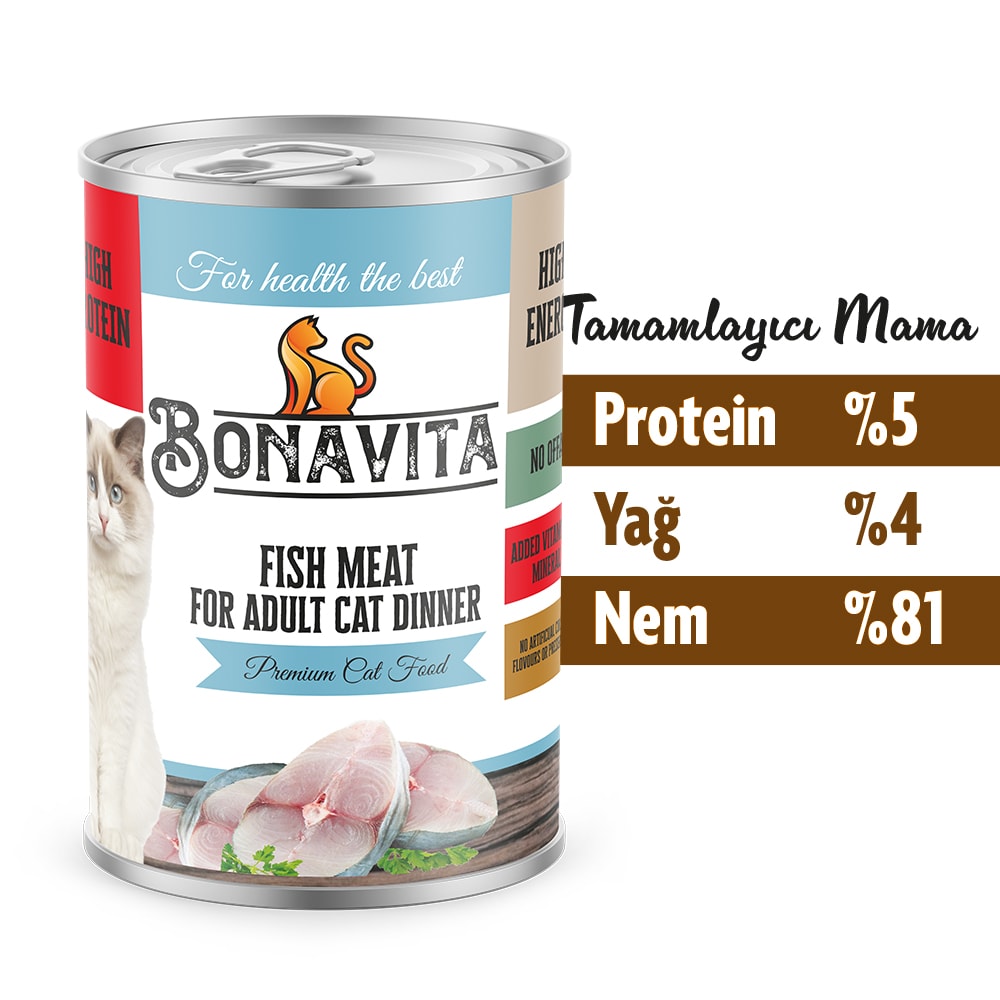 Bonavita Balık Etli Yetişkin Kedi Maması 400 gr 24 adet
