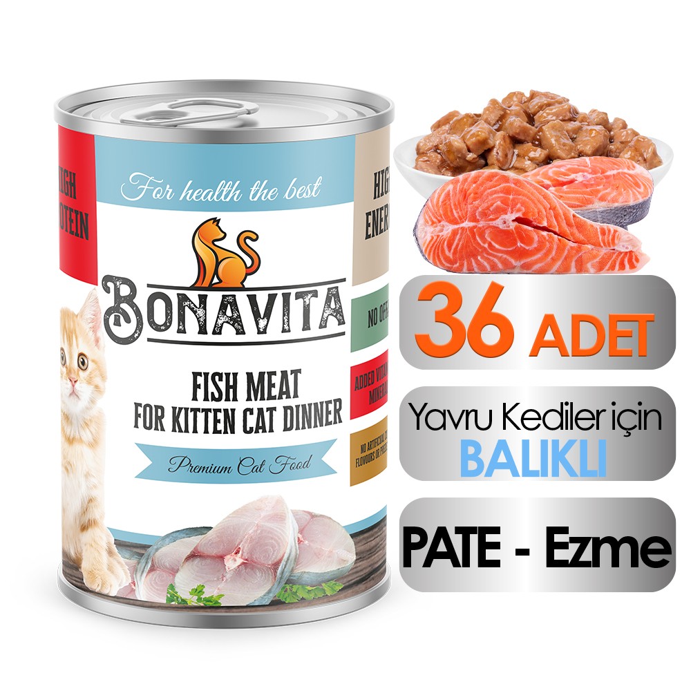 Bonavita Balık Etli Yavru Kedi Maması 400 gr 36 adet