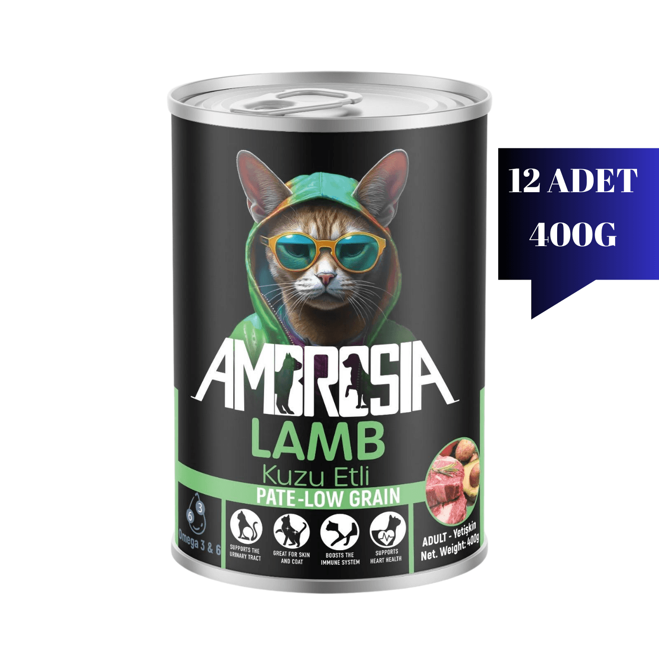 Ambrosia Kuzu Etli Yetişkin Kedi Maması 400gr 12Adet