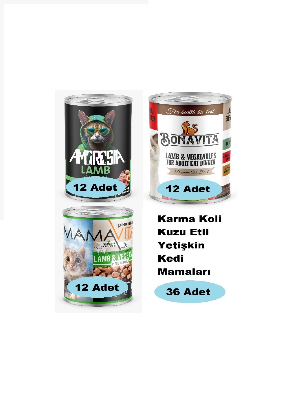 Karma Koli Kuzu Etli Yetişkin Kedi Maması 36 Adet 