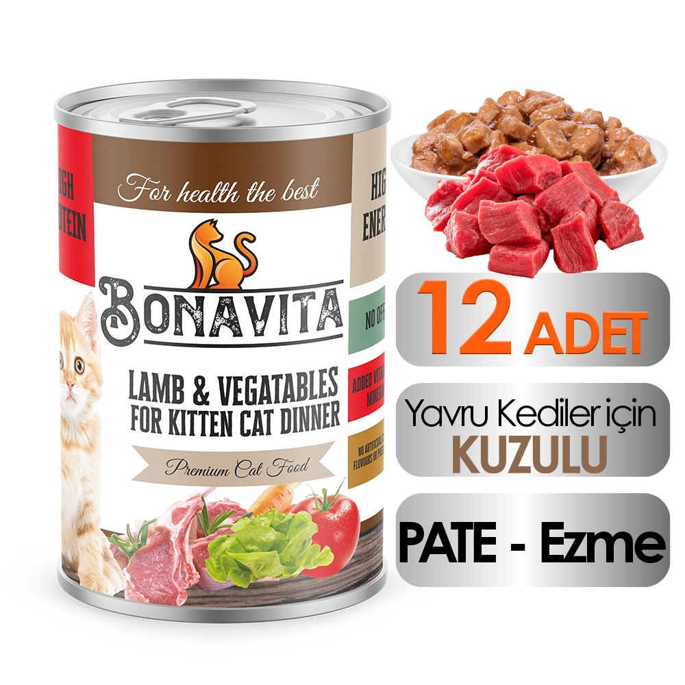 Bonavita Kuzu Etli Yavru Kedi Maması 400 gr 12 adet