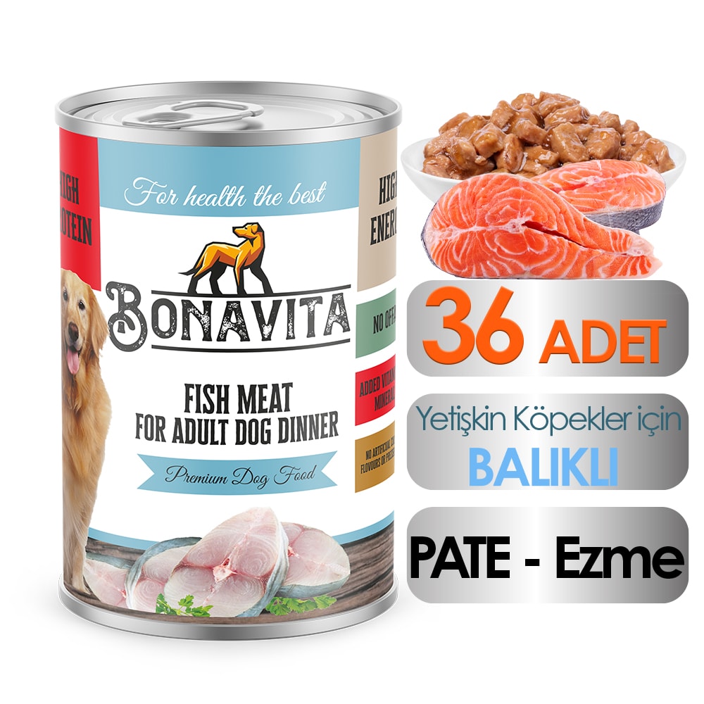 Bonavita Balık Etli Yetişkin Köpek Maması 400 gr 36 adet