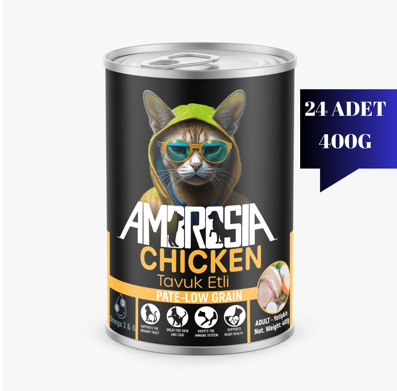 Ambrosia Tavuk Etli Yetişkin Kedi Maması 400 gr 24Adet