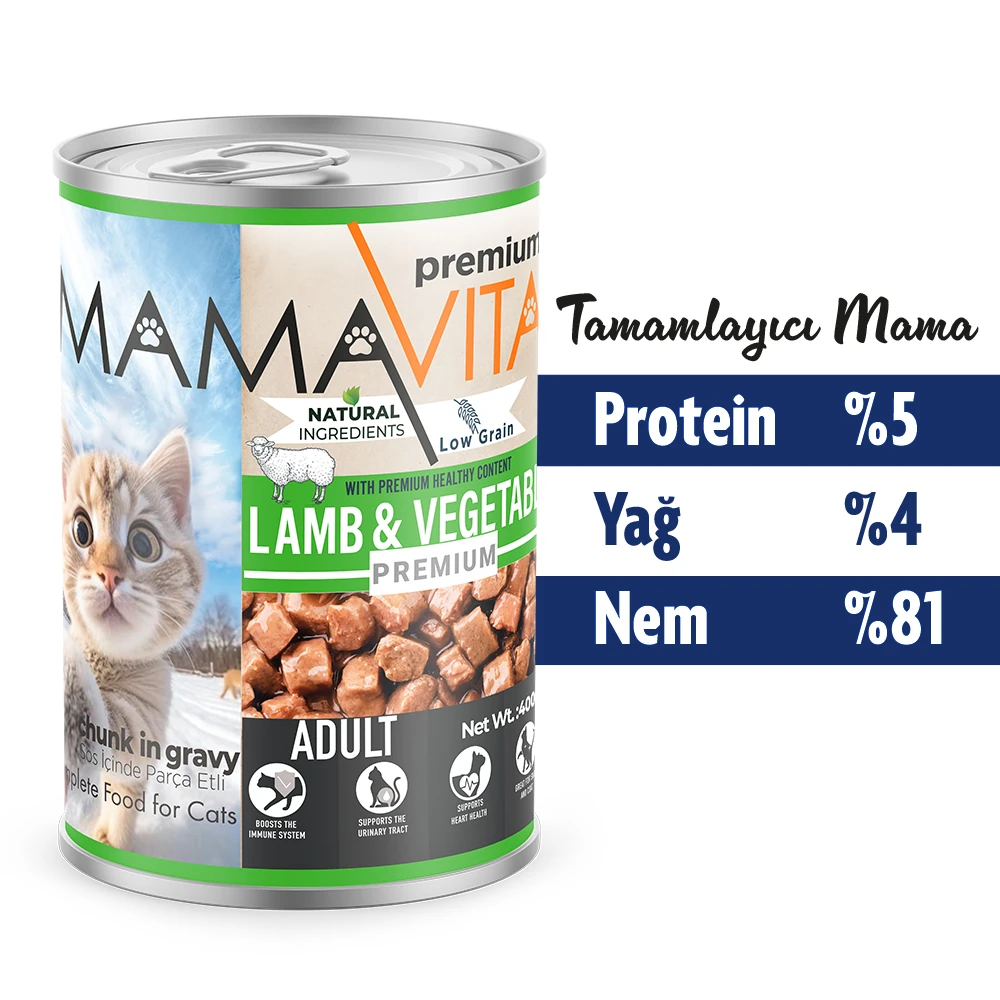 Mamavita Kuzu Etli Yetişkin Kedi Maması 400gr 36 Adet