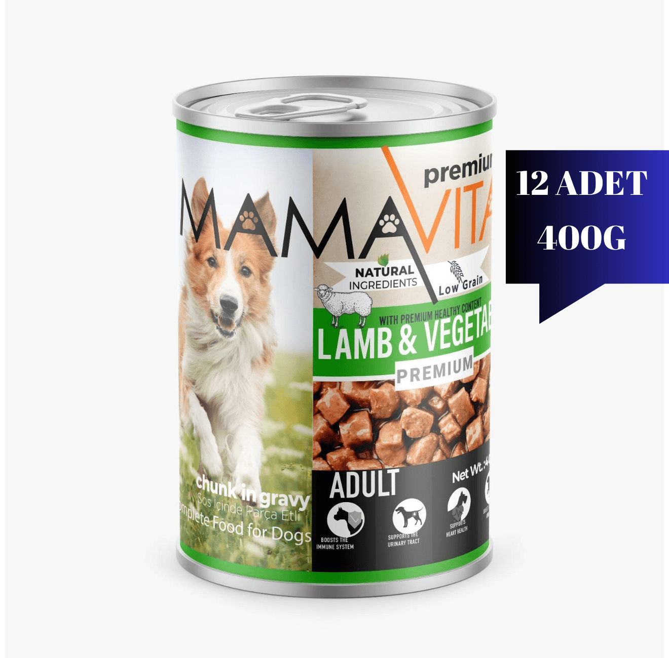 Mamavita Kuzu Etli Yetişkin Köpek Maması 400gr 12 Adet