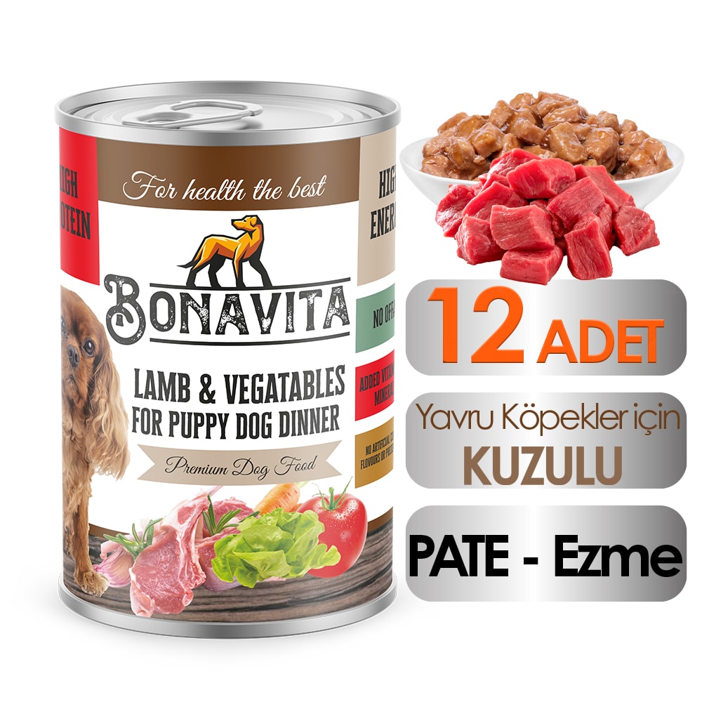 Bonavita Kuzu Etli Yavru Köpek Maması 400 gr 12 adet