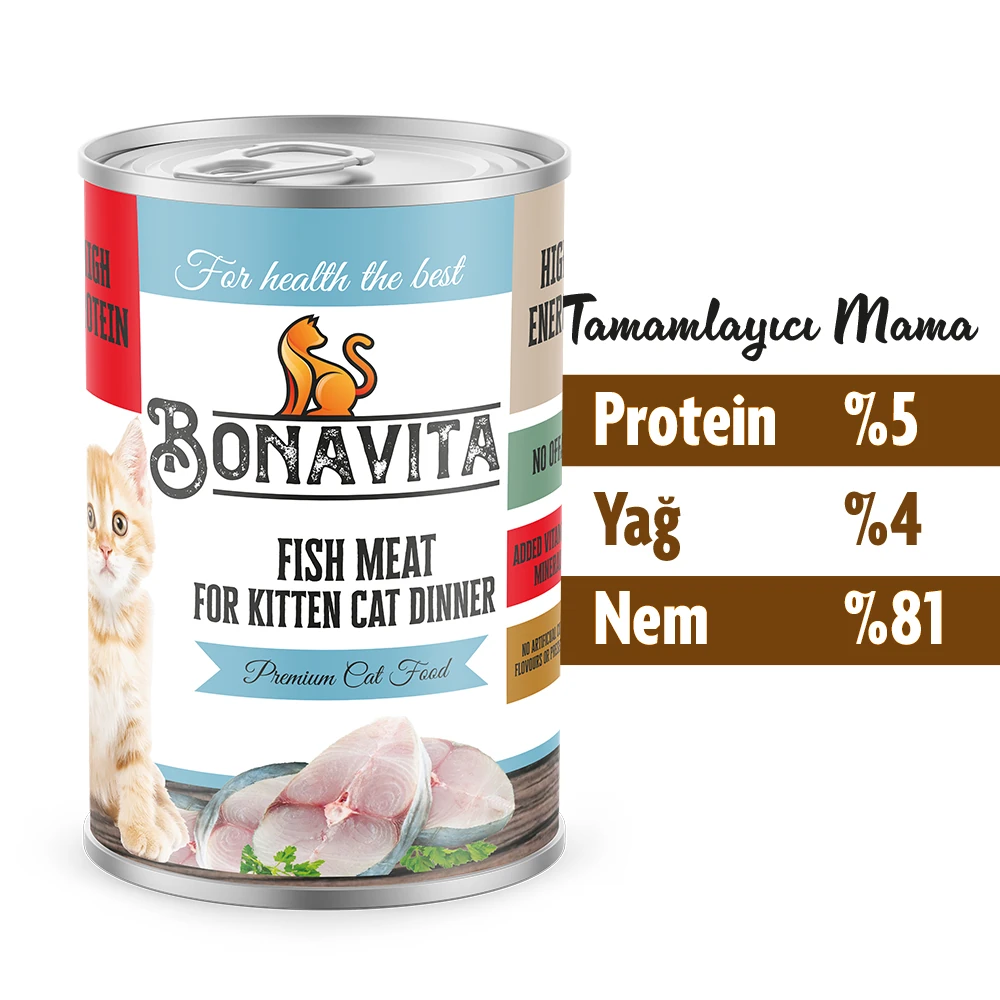 Bonavita Balık Etli Yavru Kedi Maması 400 gr 12 adet