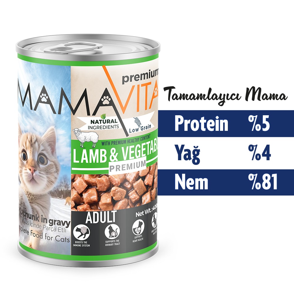Mamavita Kuzu Etli Yetişkin Kedi Maması 400gr 24Adet