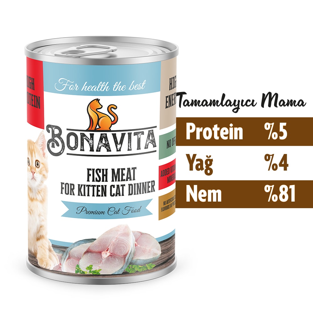 Bonavita Balık Etli Yavru Kedi Maması 400 gr 24 adet