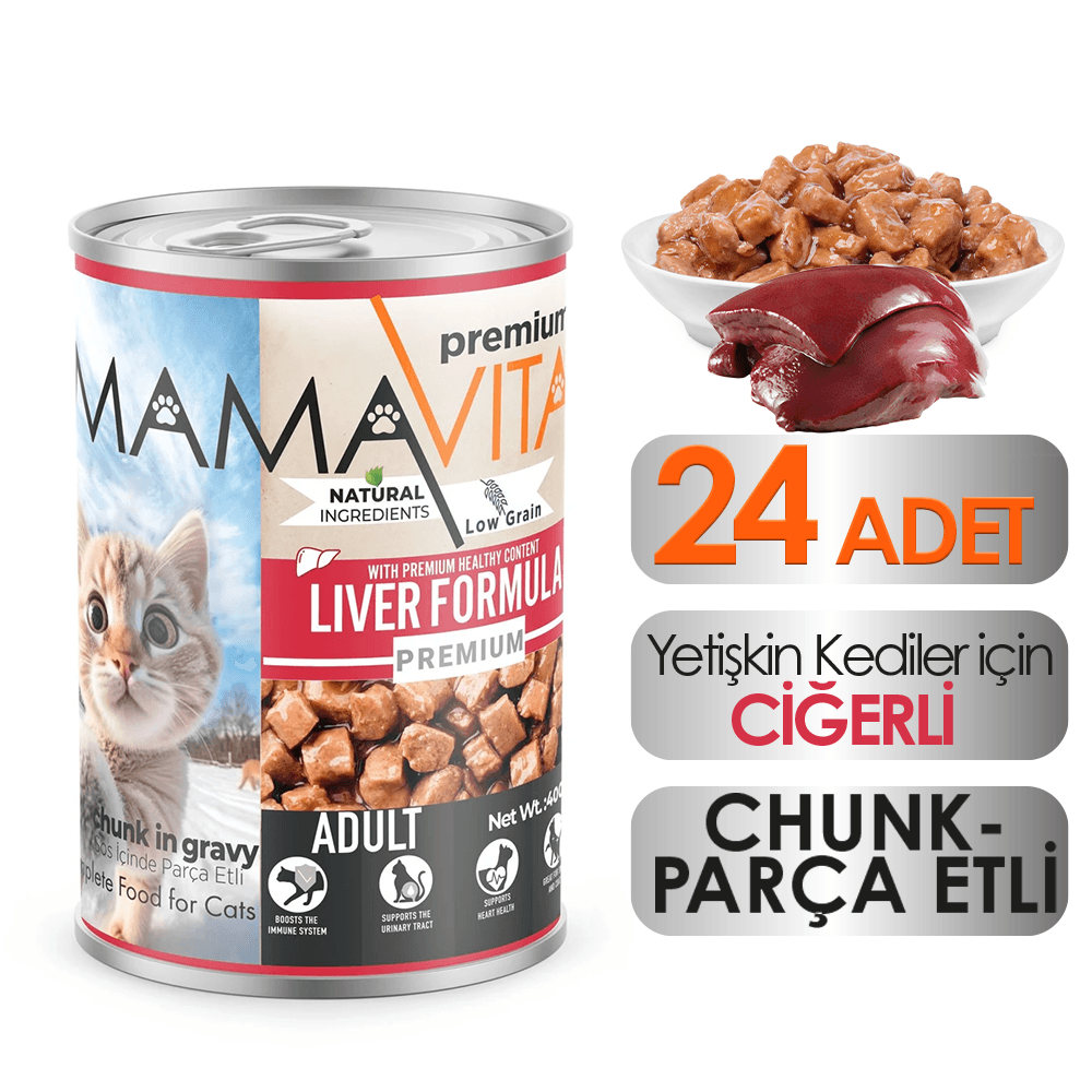 Mamavita Ciğerli Yetişkin Kedi Maması 24 Adet
