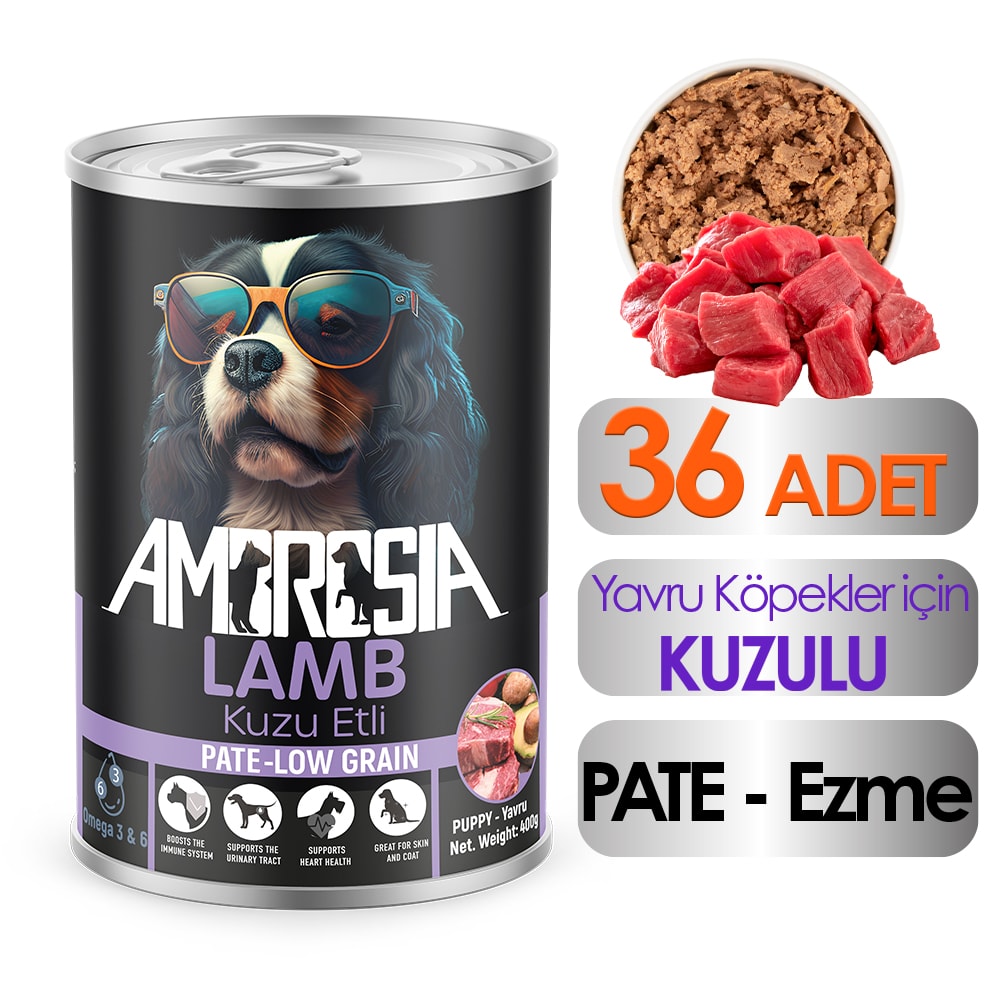 Ambrosia Kuzu Etli Yavru Köpek Maması 400 gr 36 Adet
