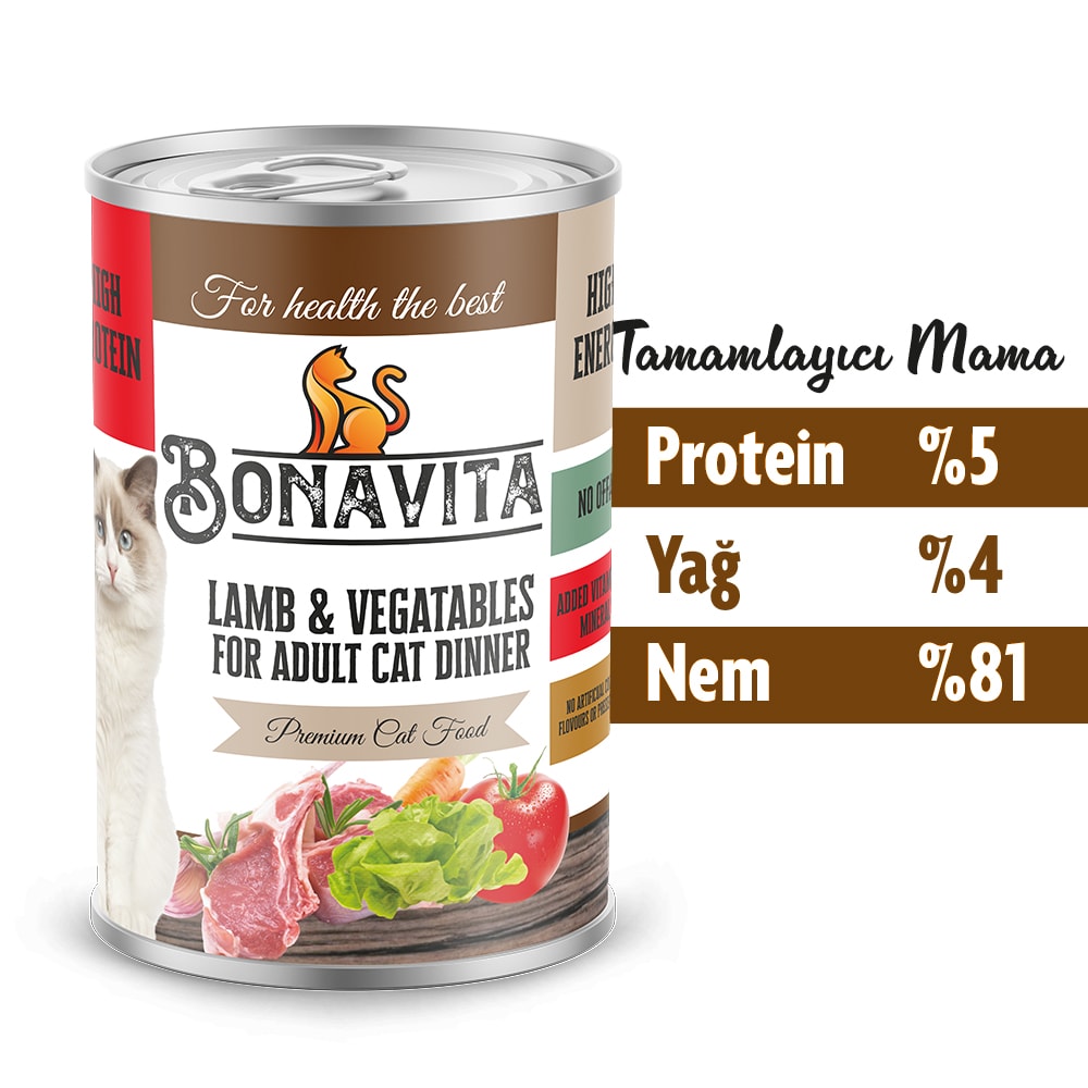 Bonavita Kuzu Etli Yetişkin Kedi Maması 400 gr 24 adet