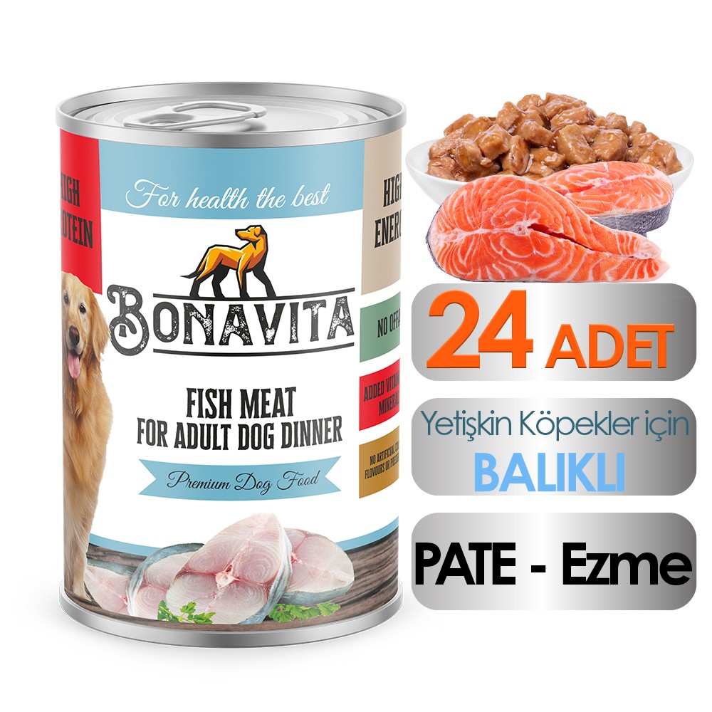 Bonavita Balık Etli Yetişkin Köpek Maması 400 gr 24 adet