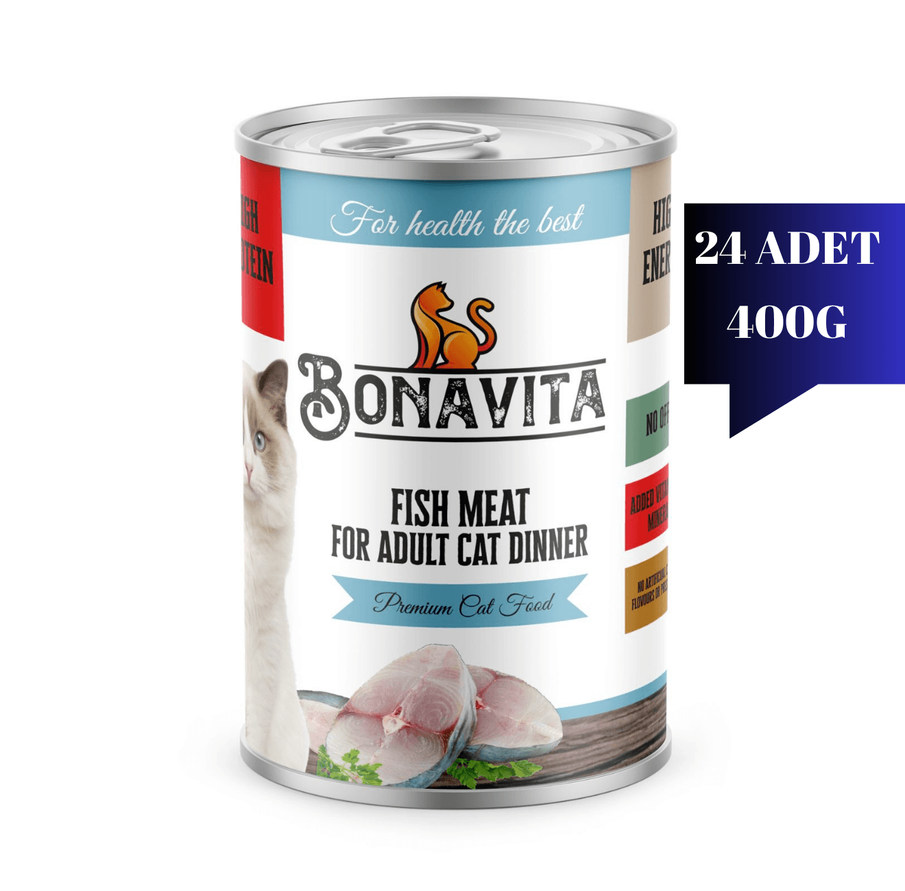 Bonavita Balık Etli Yetişkin Kedi Maması 400 gr 24 adet