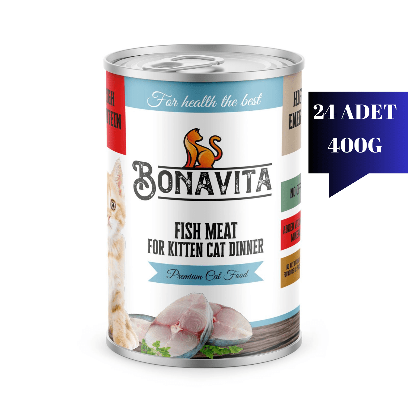 Bonavita Balık Etli Yavru Kedi Maması 400 gr 24 adet