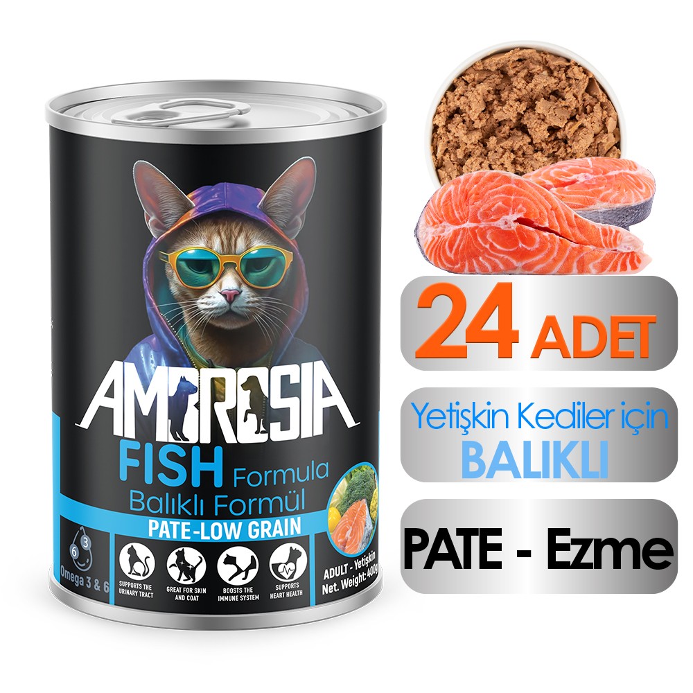 Ambrosia Balık Etli Yetişkin Kedi Maması 400 gr 24 Adet