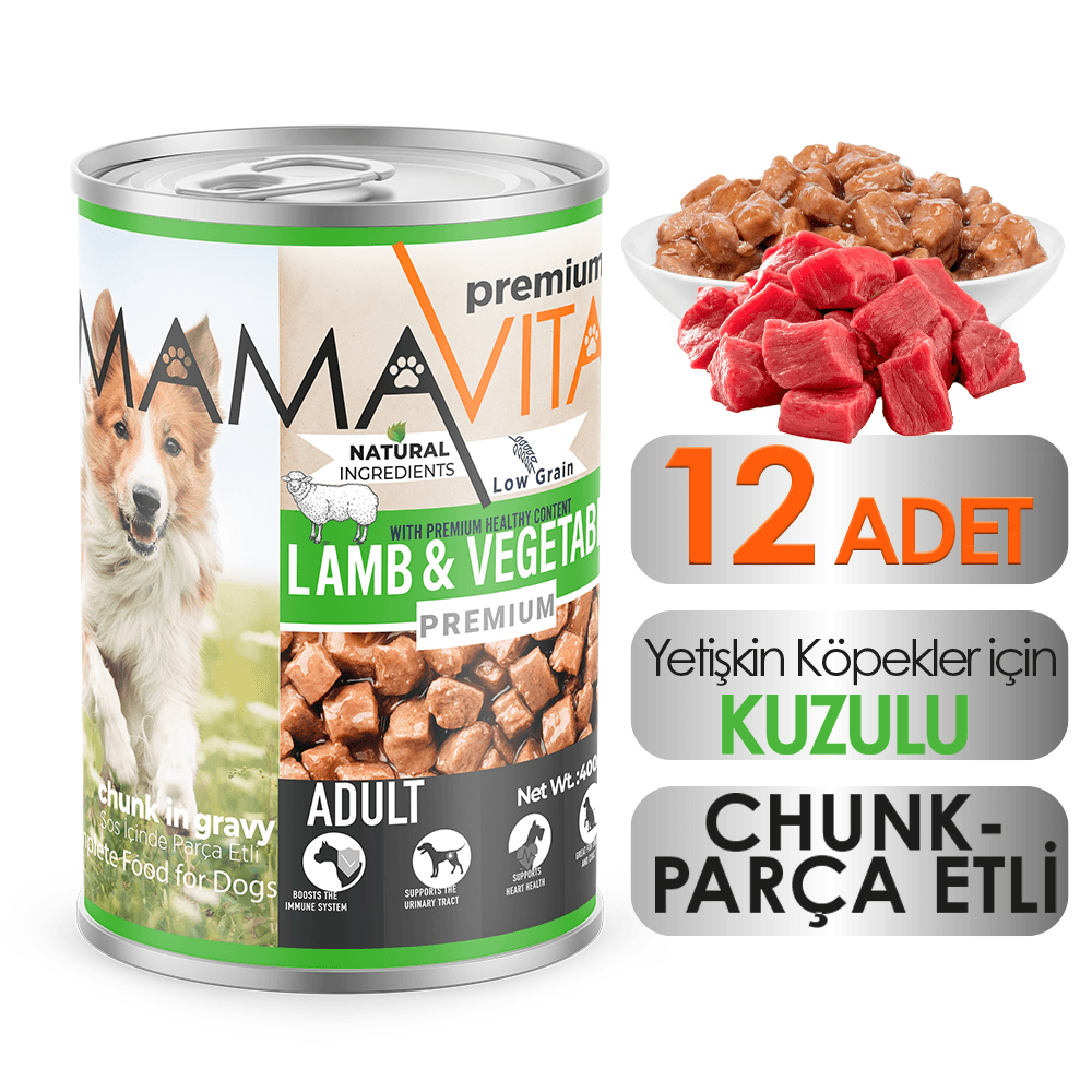 Mamavita Kuzu Etli Yetişkin Köpek Maması 400gr 12 Adet