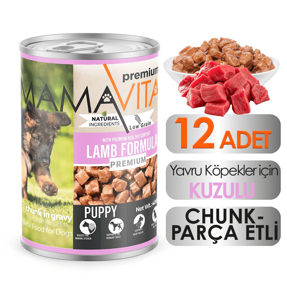 Mamavita Kuzu Etli Yavru Köpek Maması 400gr 12 Adet