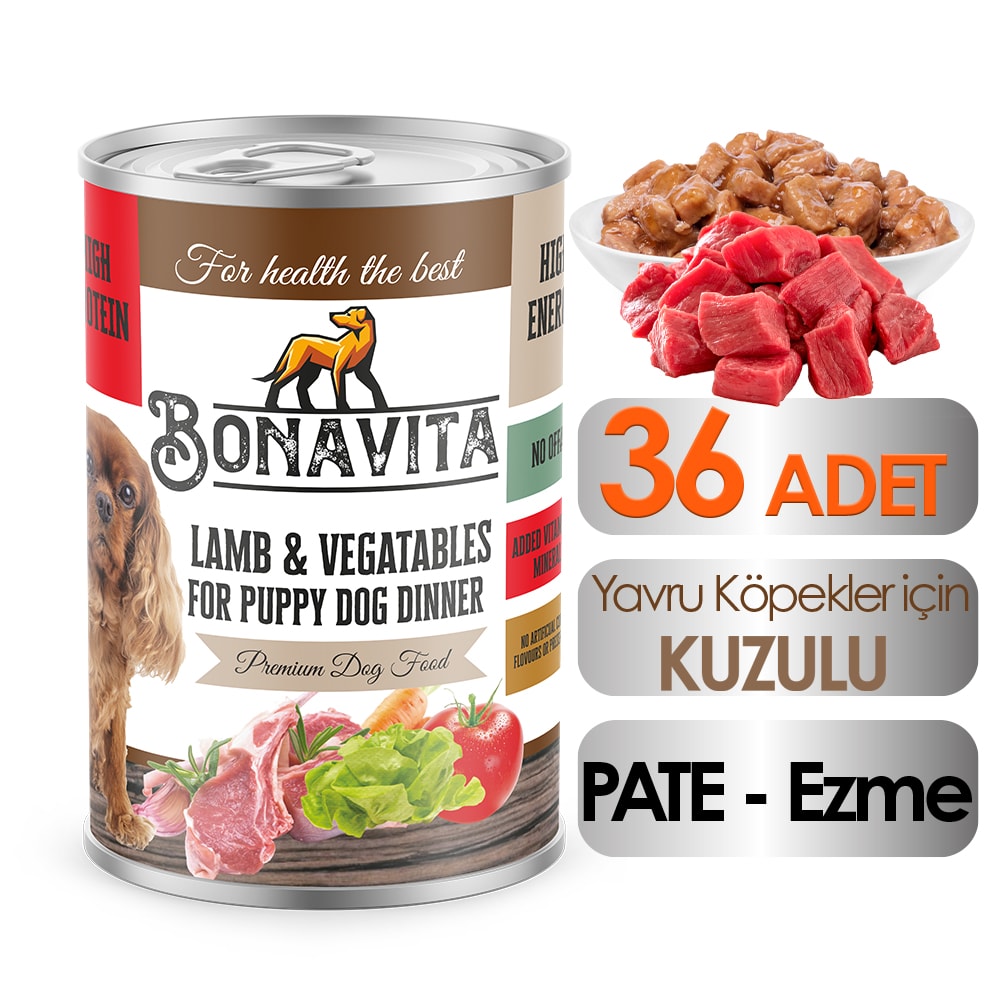 Bonavita Kuzu Etli Yavru Köpek Maması 400 gr 36 adet