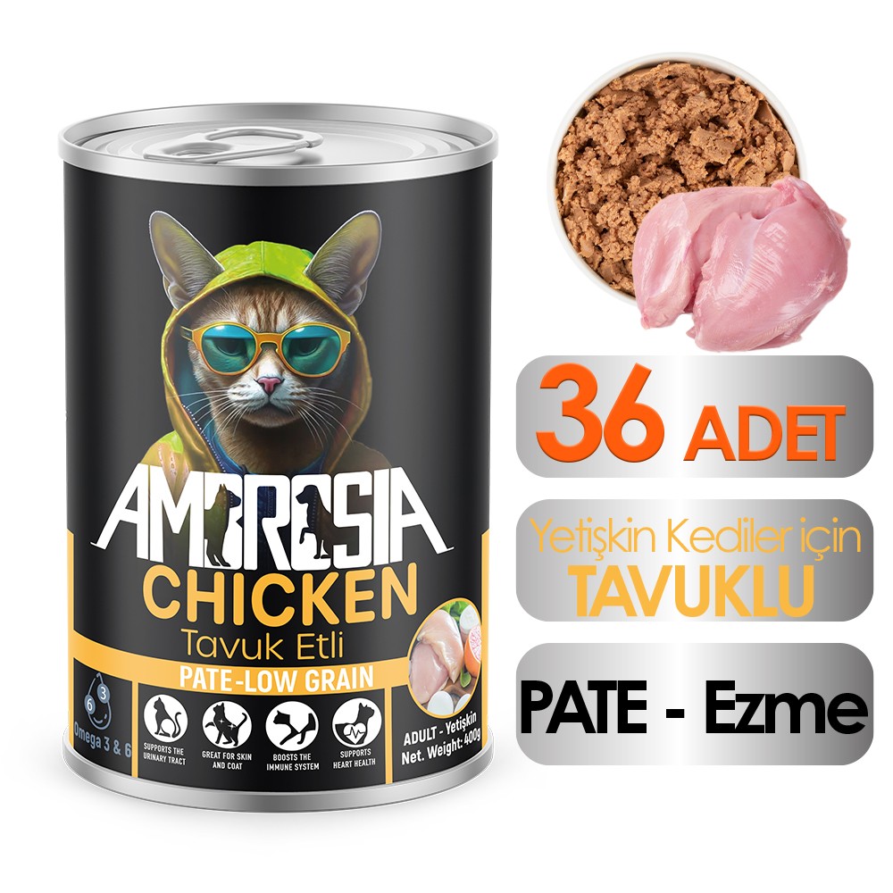 Ambrosia Tavuk Etli Yetişkin Kedi Maması 400 gr 36Adet