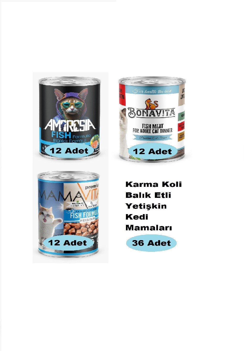 Karma Koli Balık Etli Yetişkin Kedi Maması 36 Adet