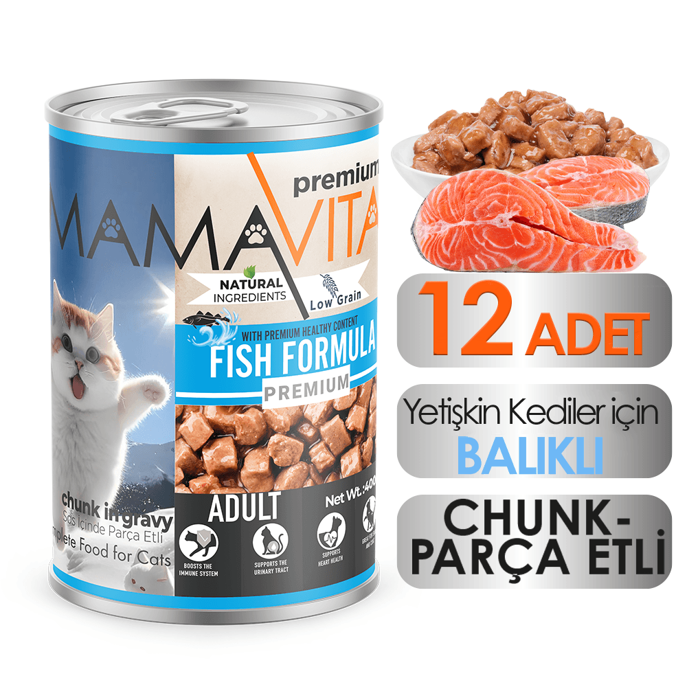 Mamavita Balık Etli Yetişkin Kedi Maması 400gr 12 Adet