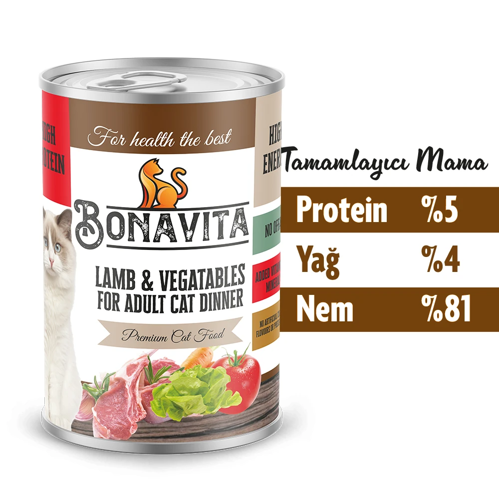 Bonavita Kuzu Etli Yetişkin Kedi Maması 400 gr 36 adet