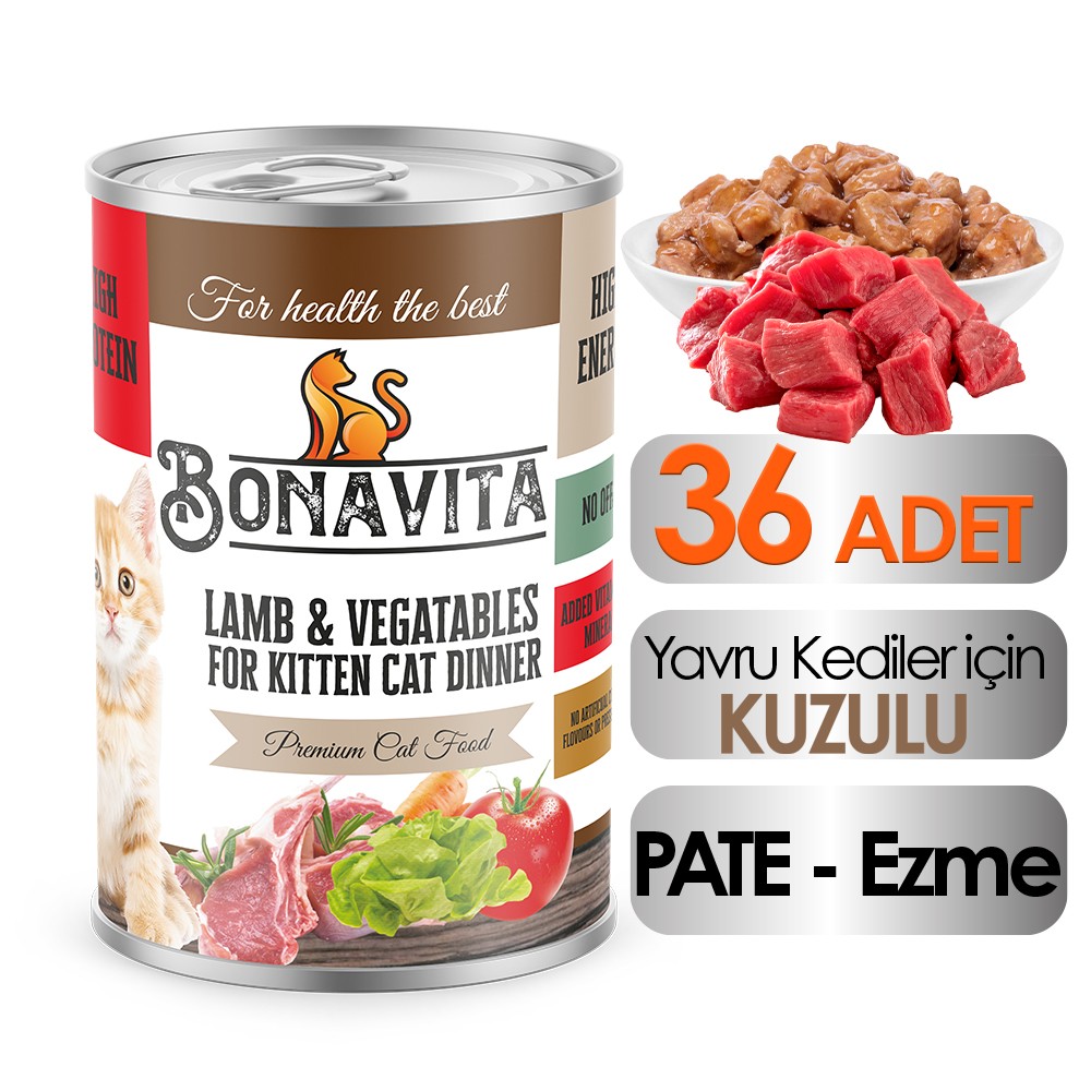 Bonavita Kuzu Etli Yavru Kedi Maması 400 gr 36 adet