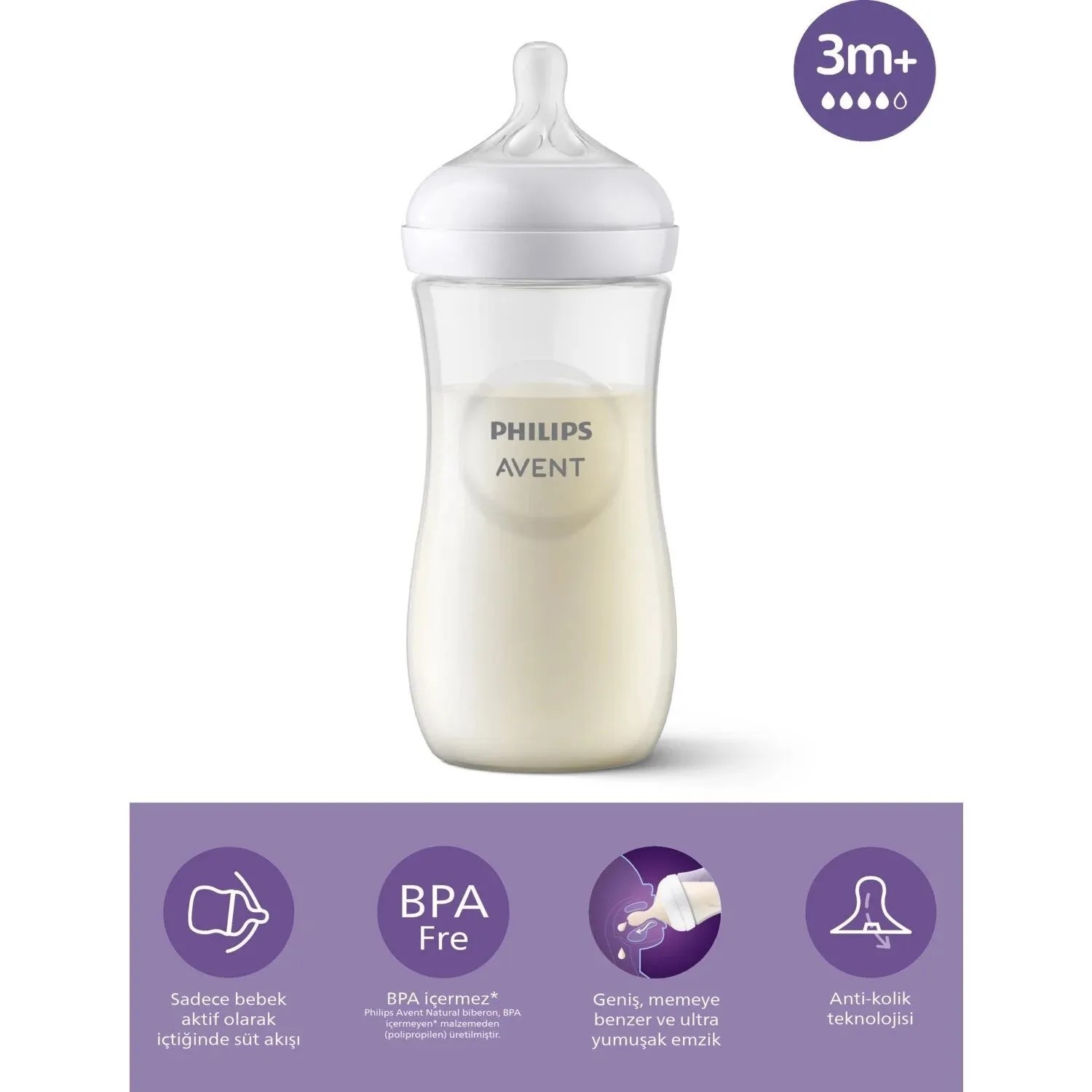 Philips Avent Doğal Tepkili PP Biberon 330ml 3+ Ay