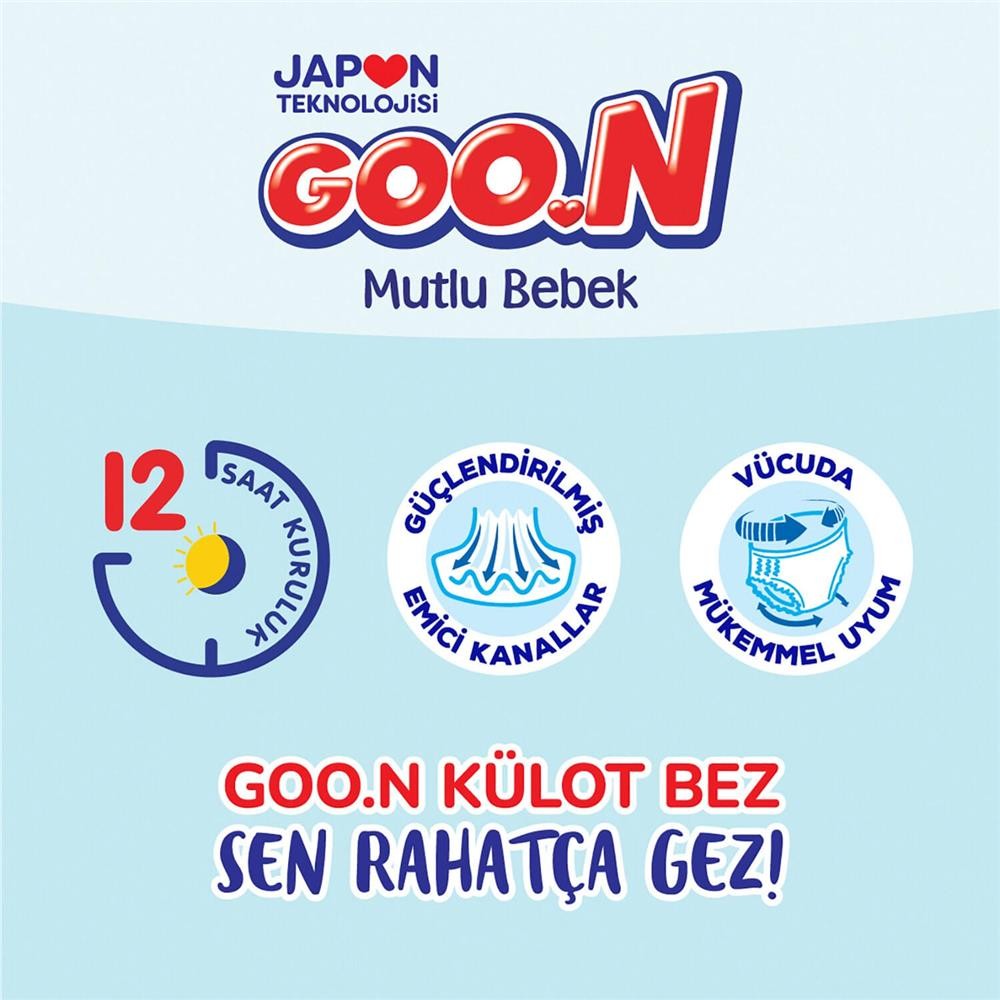 Goon Mutlu Bebek Külot Bebek Bezi 5 Beden 12-17 Kg 62Li Aylık Fırsat Paket