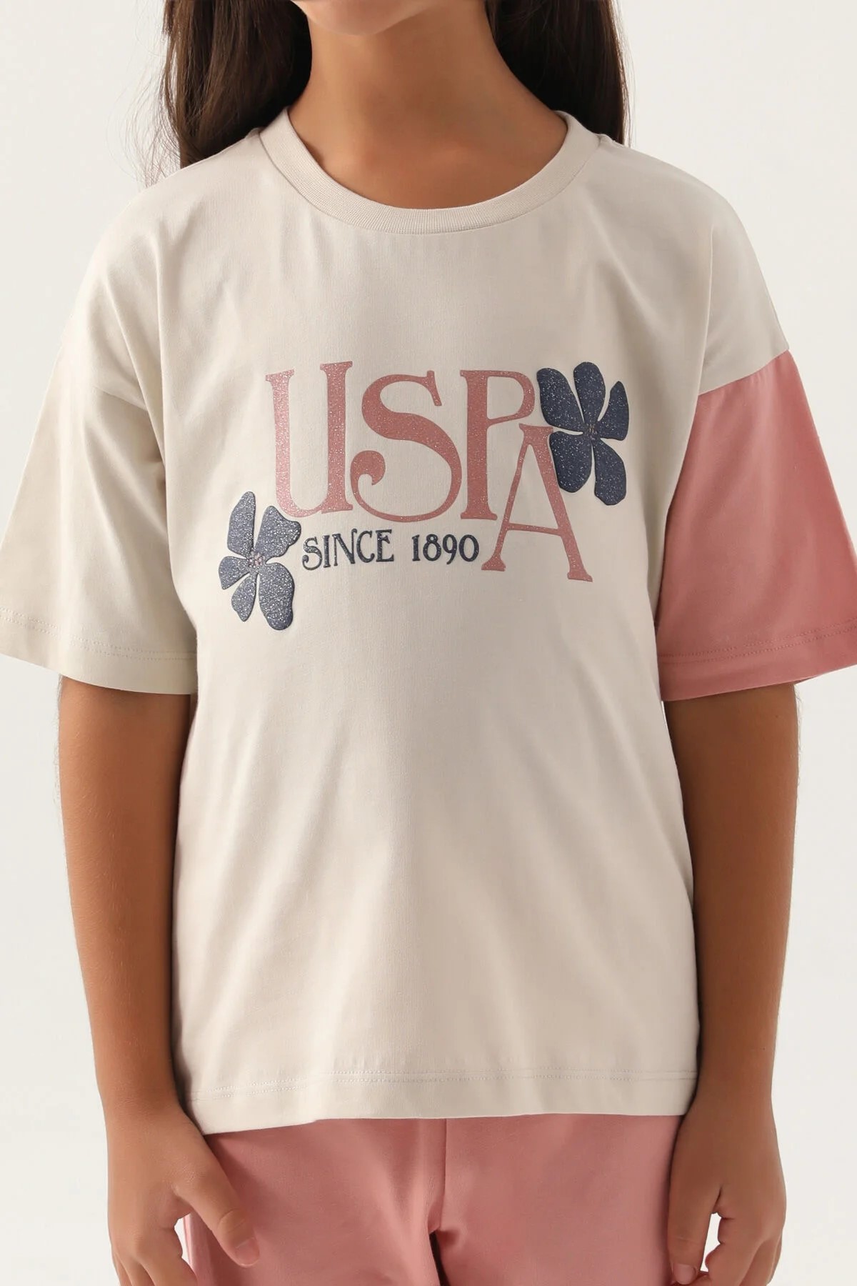 U.S Polo Lisanslı Rose Bej Kız Çocuk Pijama Takımı