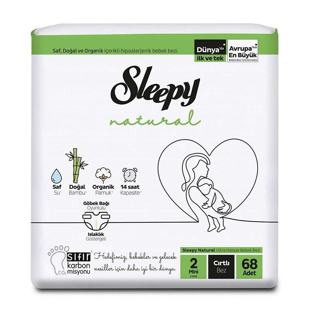 Sleepy Bebek Bezi Natural 2 Beden Mini 3-6 Kg 68Li Jumbo Paket