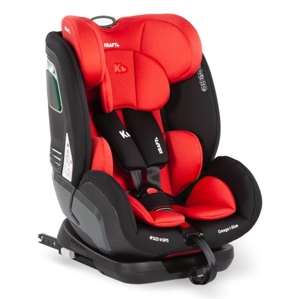 Kraft Omega I-Size Ece Isofix Ve Top Tether Bağlantılı, R129-03 I-Size Belgeli 9-36 Kg Oto Koltuğu Red