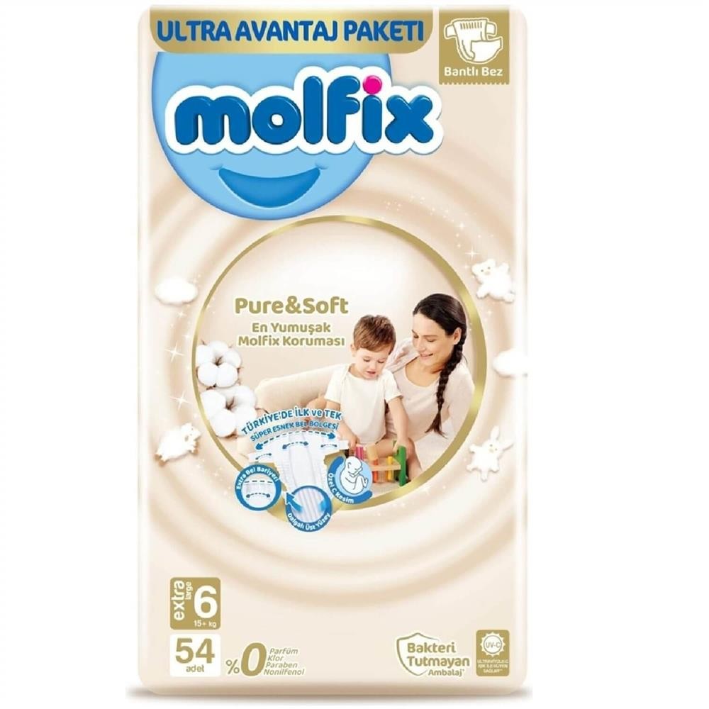 Molfix Pure&soft Bebek Bezi 6 Beden Xl 54Lü Ultra Avantaj Paketi