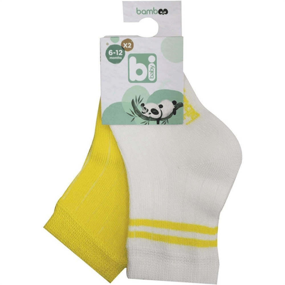 Bibaby Çorap Soket 2Li Derby Bamboo Ekru - Sarı